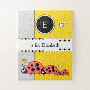 Schattige lieveheersbeestjes gele naam kinderen legpuzzel