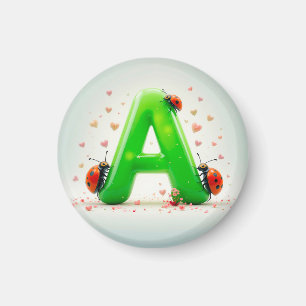 Schattige lieveheersbeestjes op groene letter A Magneet