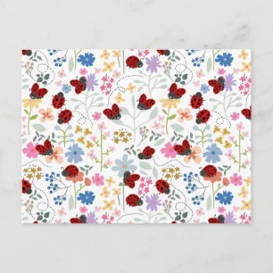 Schattige Lieveheersbeestjes Wilde Bloemen Whimsic Briefkaart