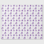 Schattige Lila kerstpatroon Cadeaupapier (Vlak)