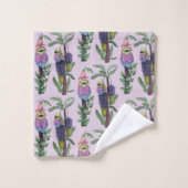 Schattige Lila Paarse Waterverf Afrikaans vogelpat Bad Handdoek (Wasdoekje)