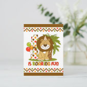 Schattige Lion 1e verjaardag Briefkaart Uitnodigin (Staand voorkant)