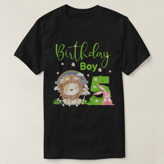 Schattige Lion 5th Birthday Boy T-shirt (Design voorkant)