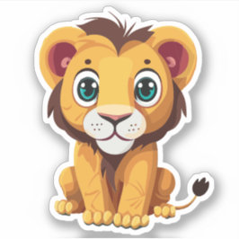 Schattige Lion Cartoon Karakter Sticker