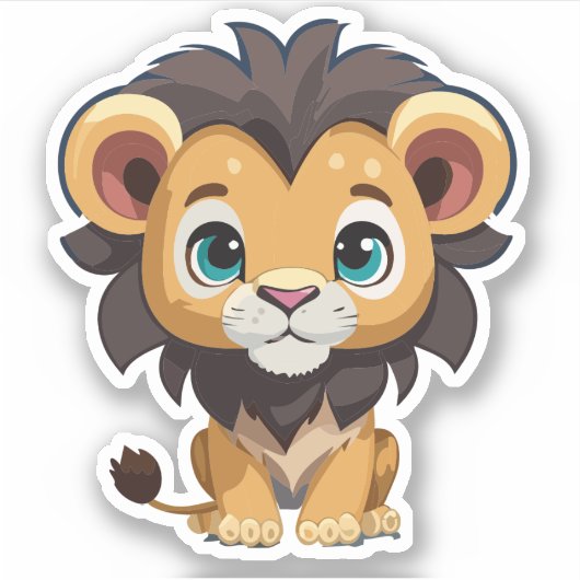 Schattige Lion Cartoon Karakter Sticker (Voorkant)
