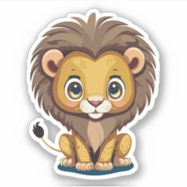 Schattige Lion Cartoon Karakter Sticker