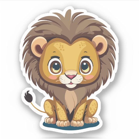Schattige Lion Cartoon Karakter Sticker (Voorkant)