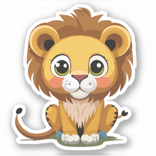 Schattige Lion Cartoon Karakter Sticker (Voorkant)