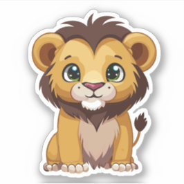 Schattige Lion Cartoon Karakter Sticker