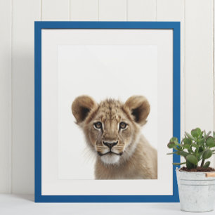 Schattige Lion Cub Baby Nursery Oerwoud Safari Poster