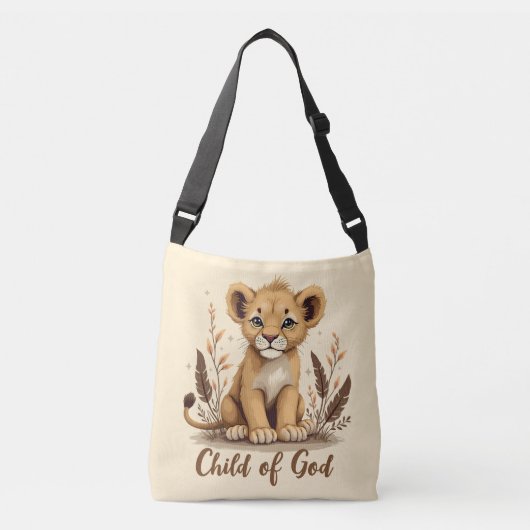 Schattige Lion Cub Christelijke kunst Faith Quote Crossbody Tas (Voorkant)