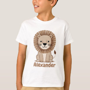 Schattige Lion Kinder Jongens Naam personaliseerba T-shirt