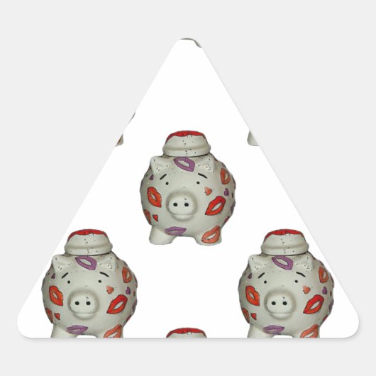 Schattige lipstick Pig Driehoek Sticker (Voorkant)