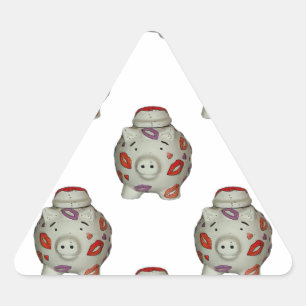 Schattige lipstick Pig Driehoek Sticker