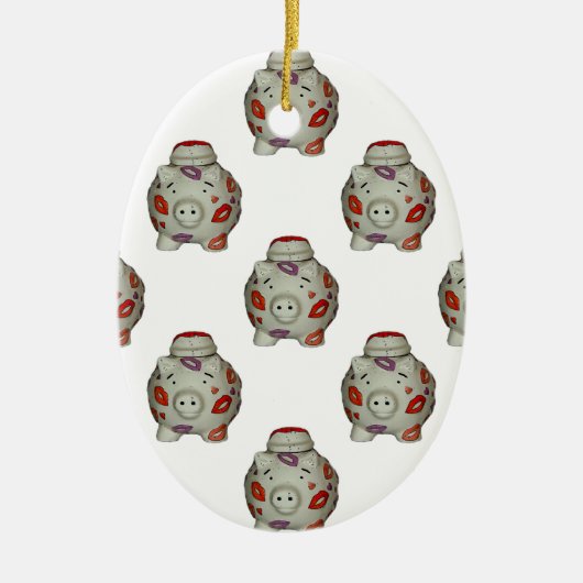 Schattige lipstick Pig Keramisch Ornament (Voorkant)