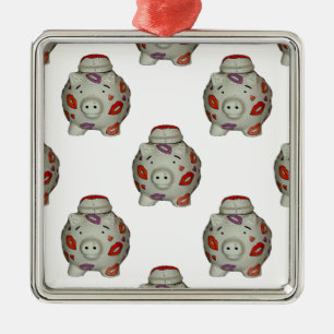 Schattige lipstick Pig Metalen Ornament