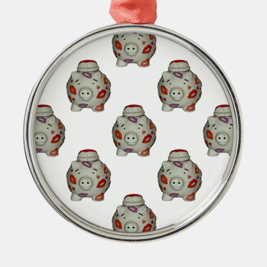 Schattige lipstick Pig Metalen Ornament (Voorkant)