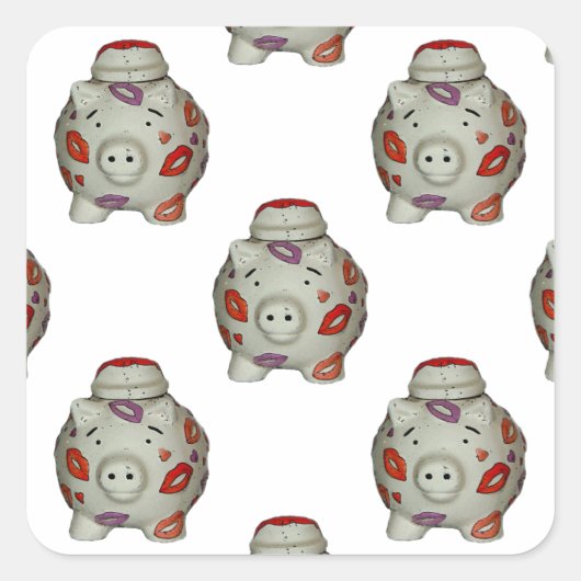 Schattige lipstick Pig Vierkante Sticker (Voorkant)