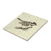 Schattige Little Bird  Frans script Beige Tegeltje (Zijkant)