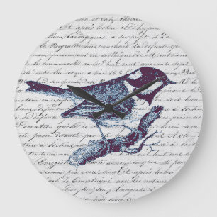 Schattige Little Blue Bird Frans script Grote Klok