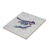 Schattige Little Blue Bird Frans script Tegeltje (Zijkant)