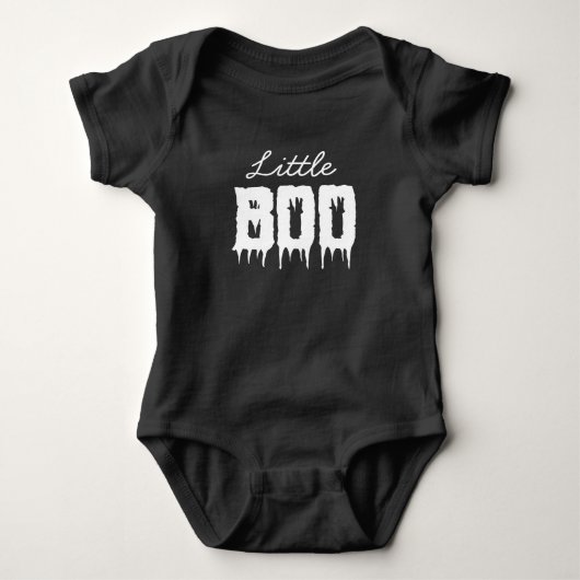 Schattige Little BOO Drippy Script Fun Kind Hallow Romper (Voorkant)