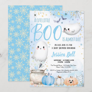 Schattige Little Boo Halloween Boy Baby shower Bla Kaart