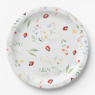 Schattige Little Bug Summer Floral Baby shower Papieren Bordje