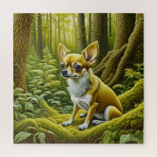 Schattige Little Chihuahua Zittend in de Bossen Legpuzzel