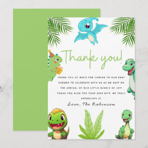 Schattige Little Dino Baby shower Bedankkaart