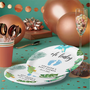 Schattige Little Dino Baby shower Papieren Bordje