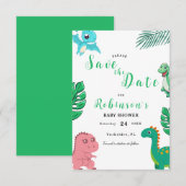 Schattige Little Dino Baby shower Save The Date (Voorkant / Achterkant)