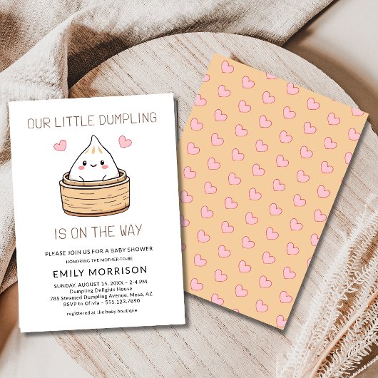 Schattige Little Dumpling Hearts Baby shower Kaart