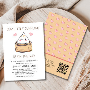 Schattige Little Dumpling QR Code Baby shower Kaart