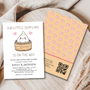 Schattige Little Dumpling QR Code Baby shower Kaart