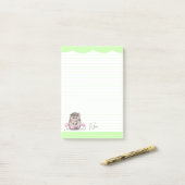 Schattige Little Hedgehog Custom Green Post-it® Notes (Op bureau)