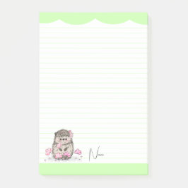 Schattige Little Hedgehog Custom Green Post-it® Notes
