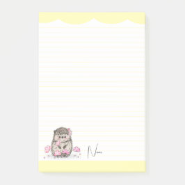 Schattige Little Hedgehog Custom Yellow Post-it® Notes