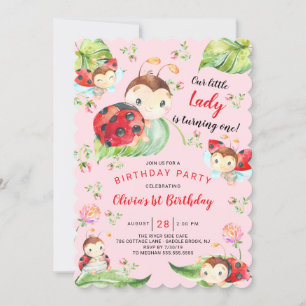 Schattige Little Lady Ladybug 1st Birthday Kaart