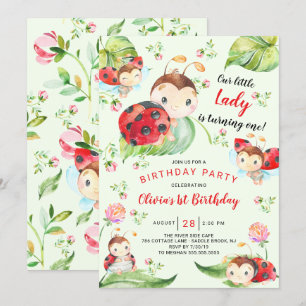Schattige Little Lady Ladybug 1st Birthday Kaart