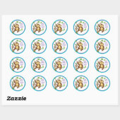 Schattige Little Monkey adreslabel Ronde Sticker (Vel)