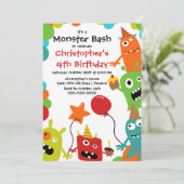 SCHATTIGE Little Monster Bash verjaardagsfeestje Kaart (Staand voorkant)