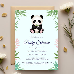 Schattige Little Panda Greenery Baby shower Kaart