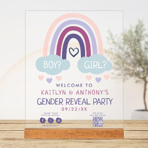 Schattige Little Rainbow Gender Reveal Party Welko Acryl Bord