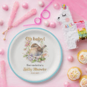 Schattige Little Sparrow Spring Baby shower Pap Papieren Bordje (Feest)