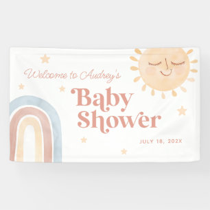 Schattige Little Sun & Rainbow Baby shower Welkom Spandoek