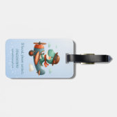 Schattige Little Trex Dinosaurus Vliegtuig Bagagelabel (Achterkant horizontaal)