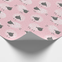 Schattige Little Wooly Sheep wit bruin op roze