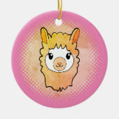 Schattige Llama Gezicht Stijl Drawing Pink Keramisch Ornament (Voorkant)
