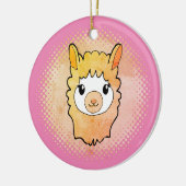 Schattige Llama Gezicht Stijl Drawing Pink Keramisch Ornament (Links)